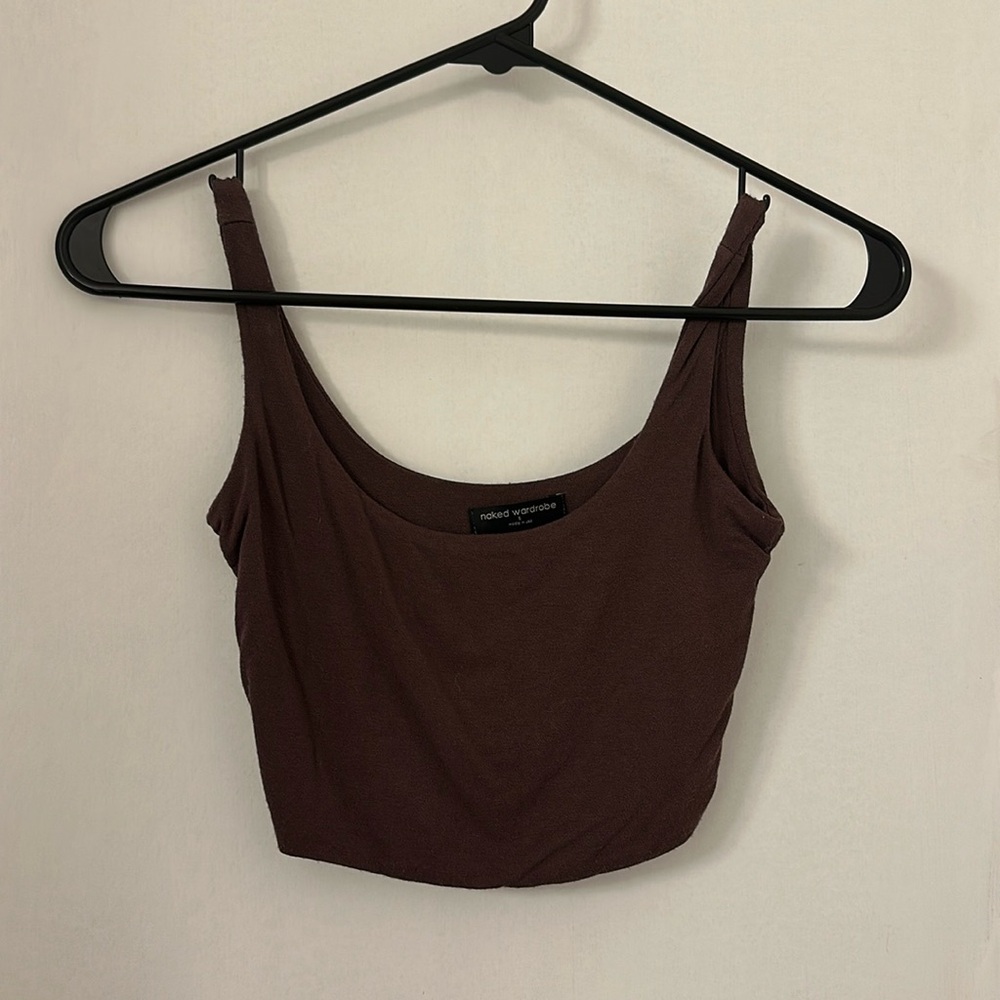 Brown naked wardrobe tank top cropped